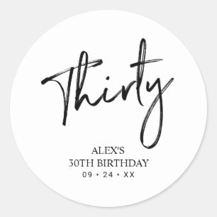 Sticker Rond Noir & Blanc   Lettrer Anniversaire Favoriser Merc