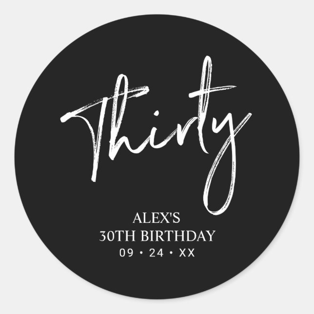 Sticker Rond Noir & Blanc | Lettrer Anniversaire Favoriser Merc (Devant)