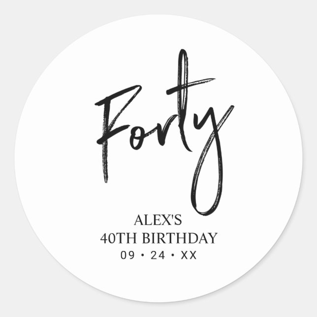 Sticker Rond Noir & Blanc | Lettrer Anniversaire Favoriser Merc (Devant)