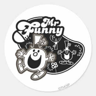 Sticker Rond Noir & Blanc M. Funny