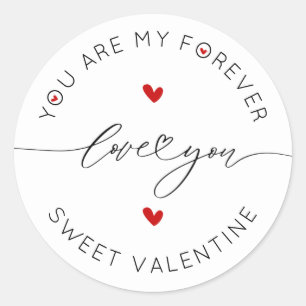 Sticker Rond Noir Blanc Rouge Simple Minimaliste Amour Saint Va