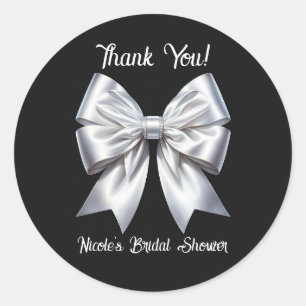 Sticker Rond Noir Blanc Ruban à Nœud Glamour Mariage Réception