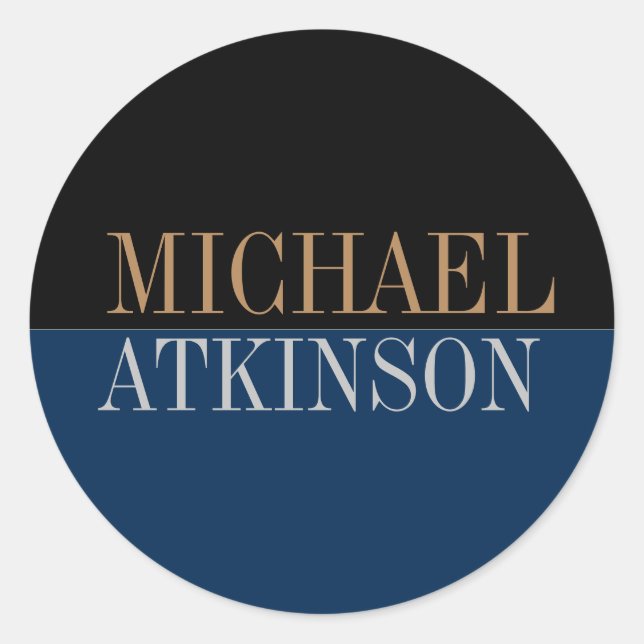 Sticker Rond Noir Bleu Gras Texte tendance Style (Devant)