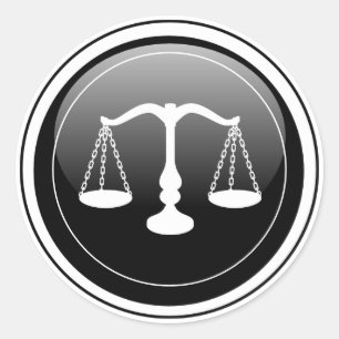 Sticker Rond Noir brillant - Échelle blanche de justice