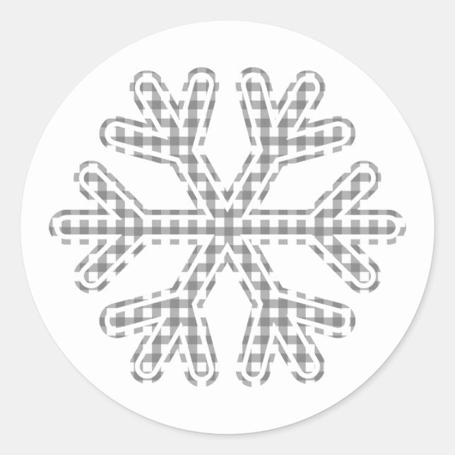 Sticker Rond Noir carreau flocon de neige rustique Noël campagn (Devant)