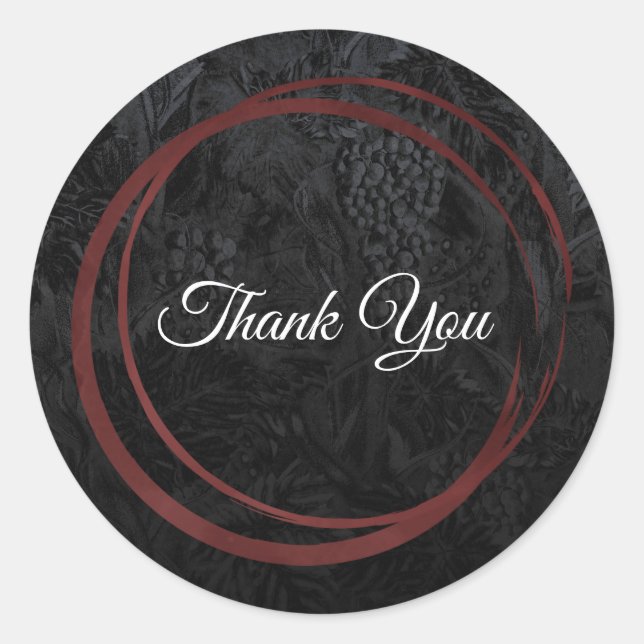 Sticker Rond Noir Chic moderne Cercles de Vins Rouge Classique  (Devant)