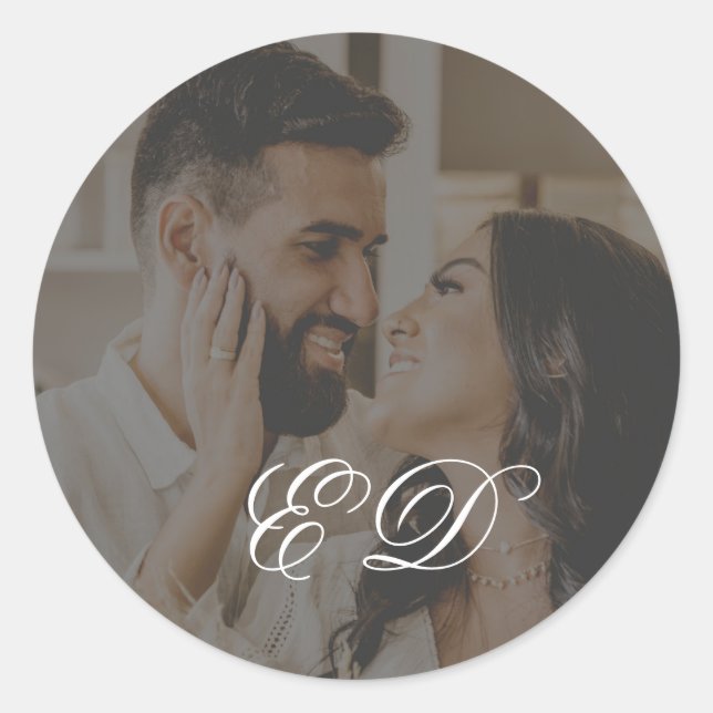 Sticker Rond Noir classique calligraphie Monogramme superpositi (Devant)