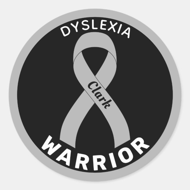 Sticker rond noir Dyslexia Warrier (Devant)