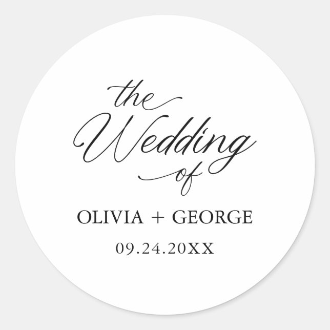 Sticker Rond Noir Élégante Calligraphie Moderne Script (Devant)