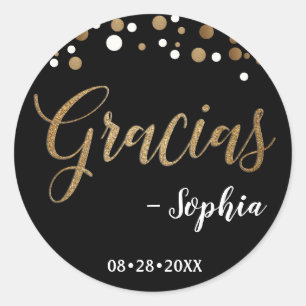 Sticker Rond Noir et anniversaire de Merci de Gracias de