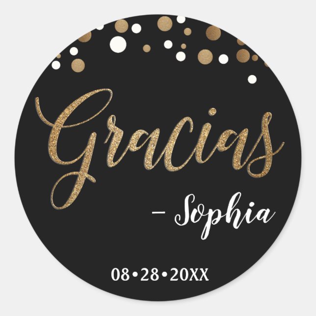 Sticker Rond Noir et anniversaire de Merci de Gracias de (Devant)