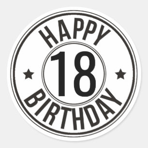 Sticker Rond Noir et blanc 18e anniversaire
