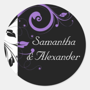 Sticker Rond Noir et blanc avec accentuation de la spirale viol