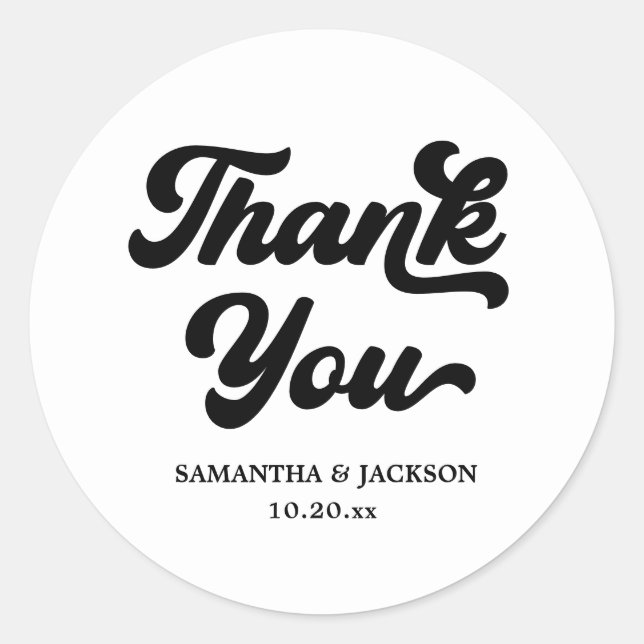 Sticker Rond Noir et blanc Disco Wedding Favor (Devant)