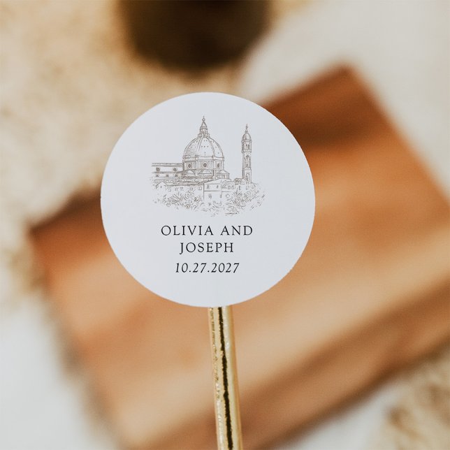 Sticker Rond Noir et blanc | Mariage d'illustration italien (Créateur téléchargé)