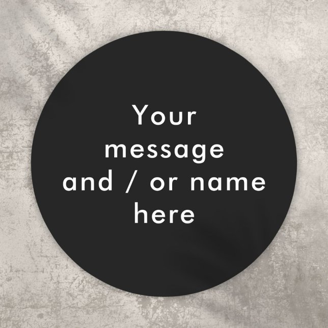 Sticker Rond Noir et blanc personnalisé simple (Simple Personalized Black and White Classic Round Sticker)