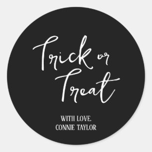 Sticker Rond Noir et blanc, Trick ou Treat Party Favoriser
