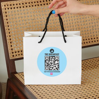 Sticker Rond Noir et bleu Moderne Business Instagram Qr Code