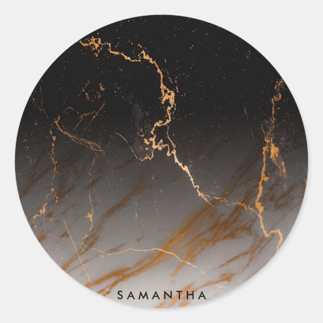 Sticker Rond Noir et Marbre blanc (Devant)