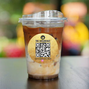 Sticker Rond Noir et or Moderne Entreprise Instagram Qr Code