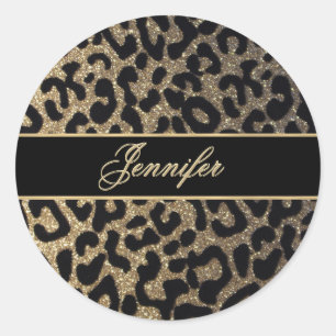 Sticker Rond Noir et parties scintillantes d'or