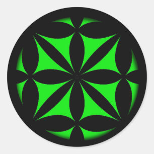Sticker Rond Noir et Vert Moderne / Rétro Imprimer