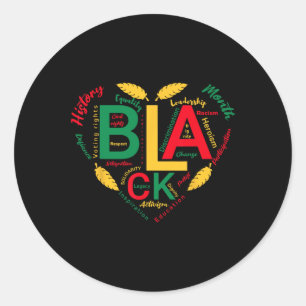Sticker Rond Noir Histoire Mois Coeur Formé Hommes Inspirationn