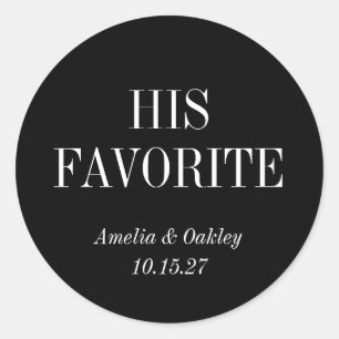 Sticker Rond Noir Mariage Élégant Favoriser Sa Personnalité Fav