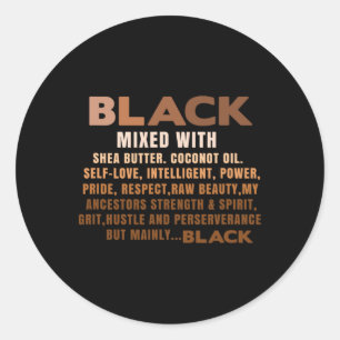 Sticker Rond Noir mélangé au beurre de karité Mois de l'histoir