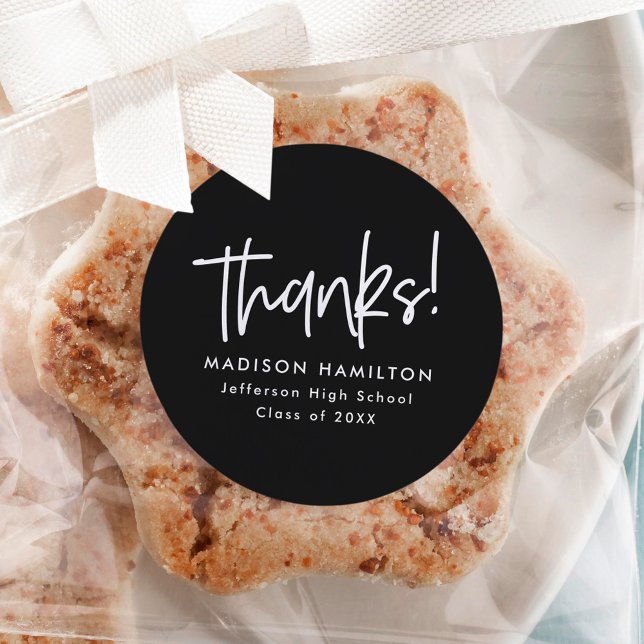 Sticker Rond Noir | Merci de graduation de script préppy (Créateur téléchargé)