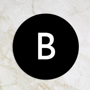 Sticker Rond Noir moderne Gras Mariage Monogramme Enveloppe Sce