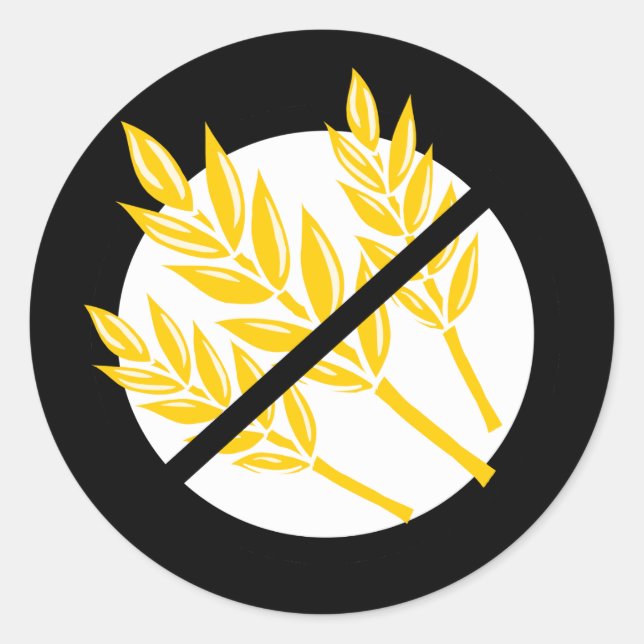 Sticker Rond Noir non gluten Symbole Non Blé (Devant)