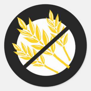Sticker Rond Noir non gluten Symbole Non Blé