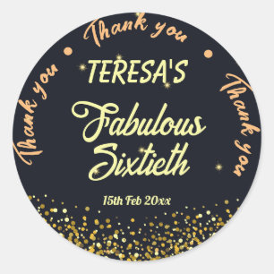 Sticker Rond Noir, or et noir fêtent les 60 ans fabuleux