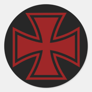 Sticker Rond Noir rouge croisé de fer