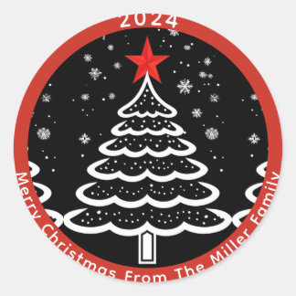 Sticker Rond Noir & Rouge Noël