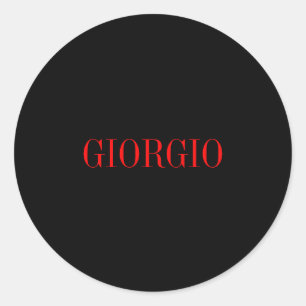 Sticker Rond Noir Rouge Votre Nom Minimaliste Personnel Moderne