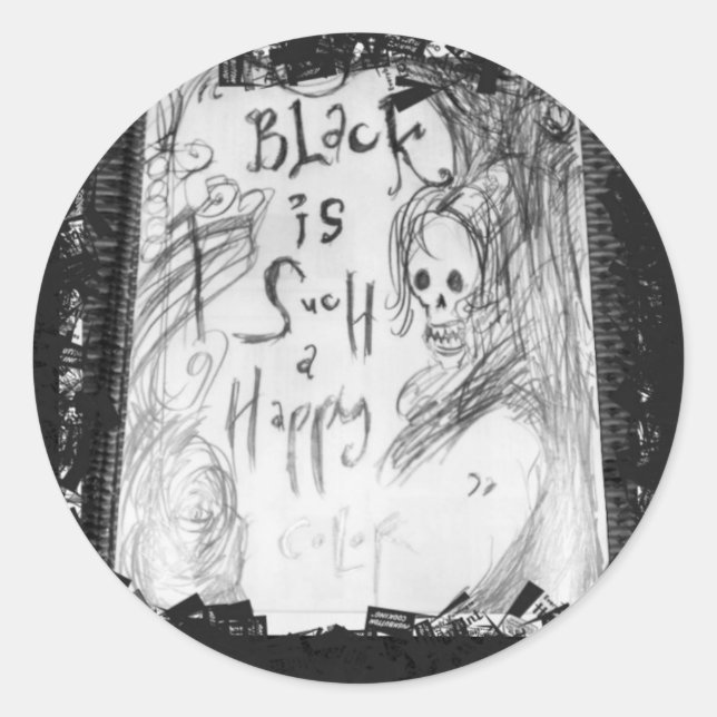 Sticker Rond noir si joyeux (Devant)