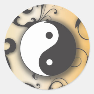 Sticker Rond Noircissez avec Yin en bronze et Yang avec des