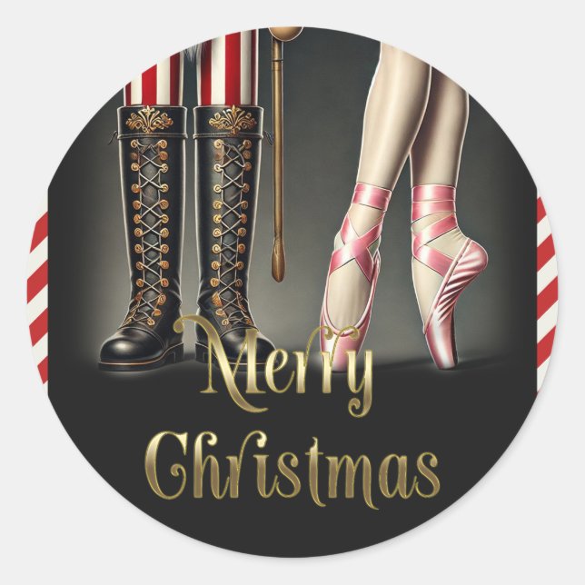 Sticker Rond Noisette & Ballerina Black Gold Joyeux Noël (Devant)