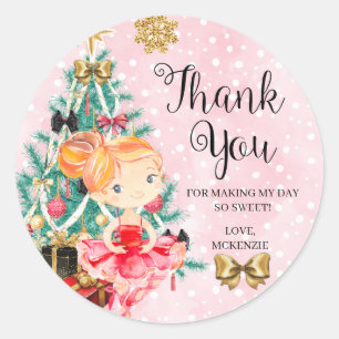 Sticker Rond Noisette de fleur de prune de Noël