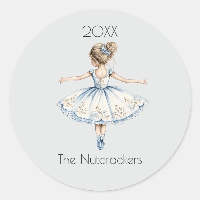 Sticker Rond Noisette de Noël Ballerina Aquarelle (Devant)