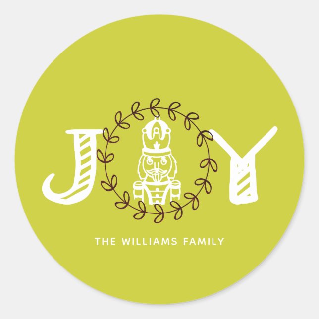 Sticker Rond Noisette de Noël Joie personnalisée (Devant)