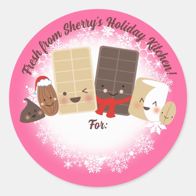 Sticker Rond Noix de chocolat biscuits de Noël confiserie (Devant)