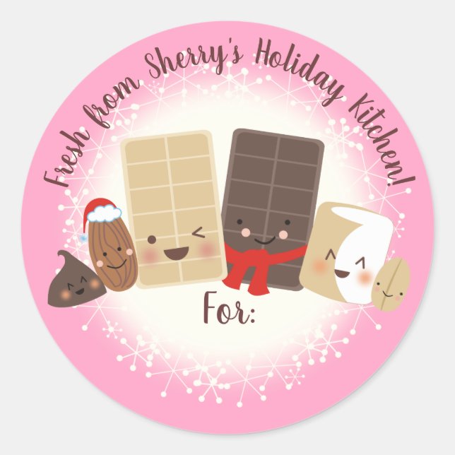 Sticker Rond Noix de chocolat maison cuisine personnalisée Noël (Devant)