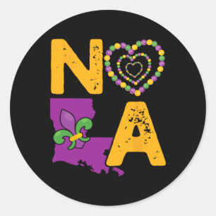 Sticker Rond Nola New Orleans 504 Mardi Gras