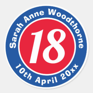 Sticker Rond Nom, âge et date d'un anniversaire