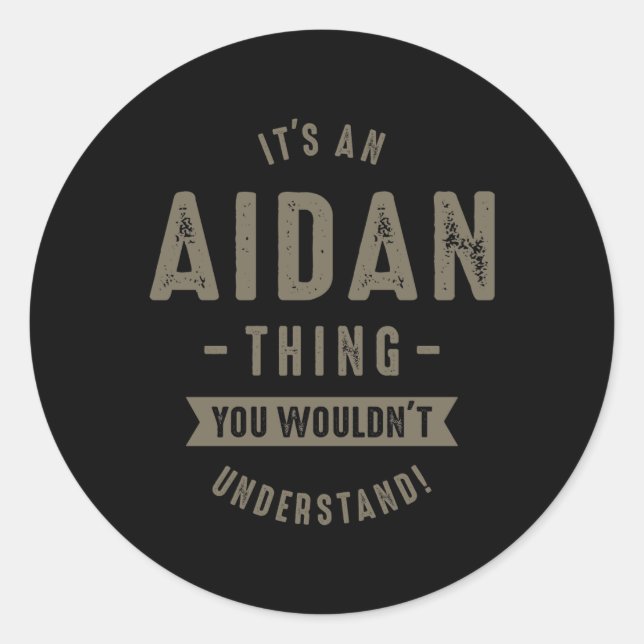 Sticker Rond Nom Aidan (Devant)