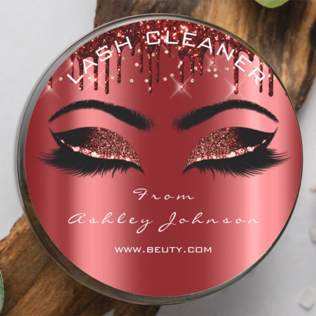 Sticker Rond Nom Beauté Lashes Burgundy Gold Eyelashes (Name Beauty Lashes Burgundy Gold Eyelashes Classic Round Sticker)