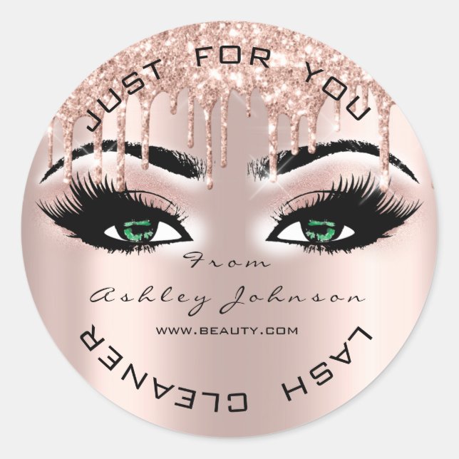 Sticker Rond Nom Beauté Lashes Lashes Pink Green Lashes Nettoya (Devant)